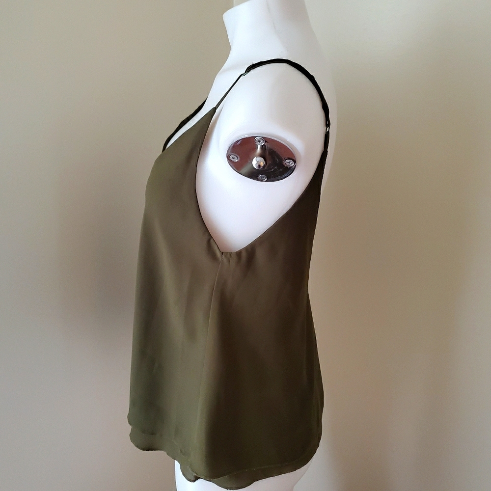 Tobi Olive Green Layered Tank Top Medium - Picture 4 of 6